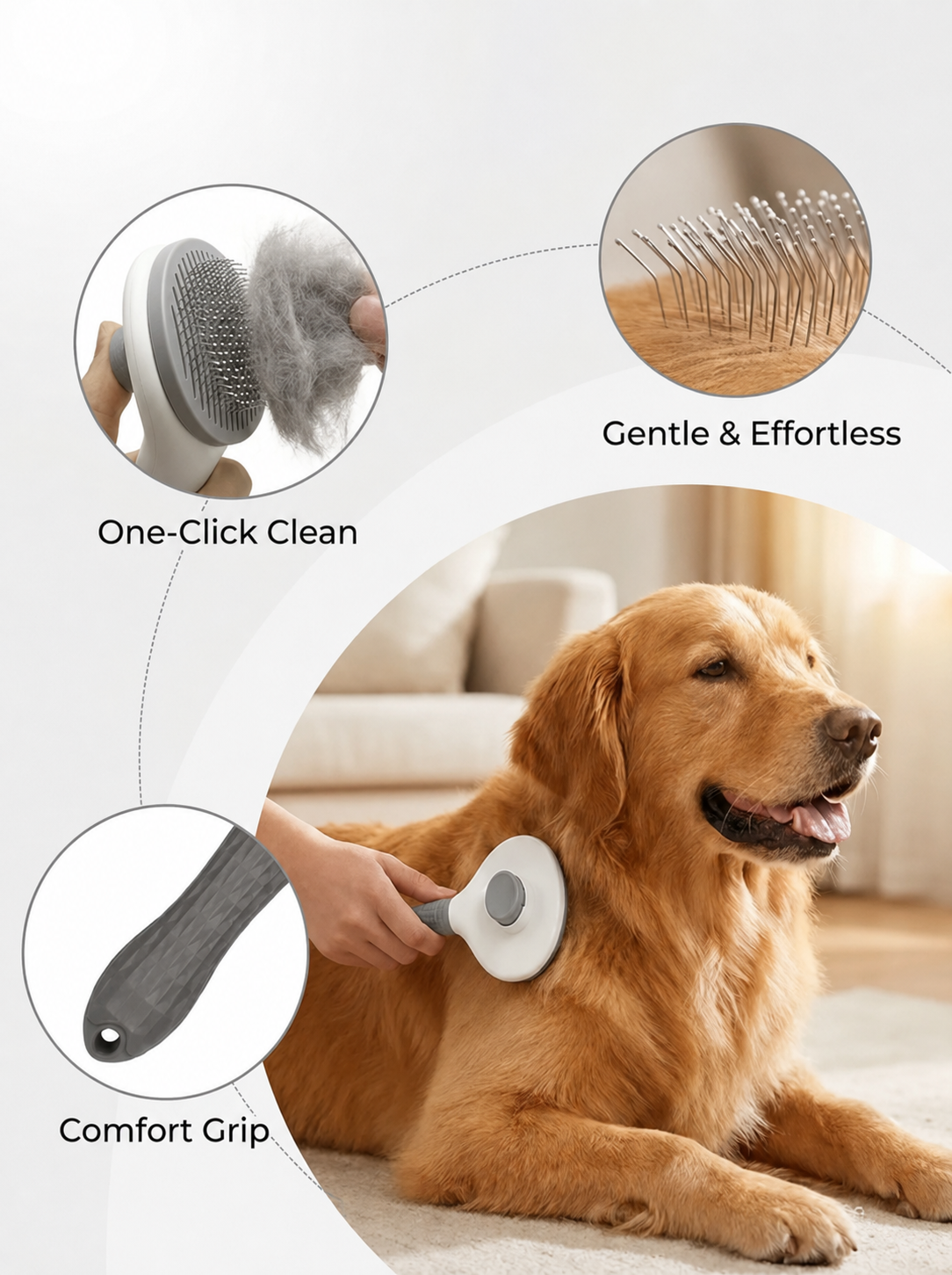 One-Click Pet Hair Removal Comb